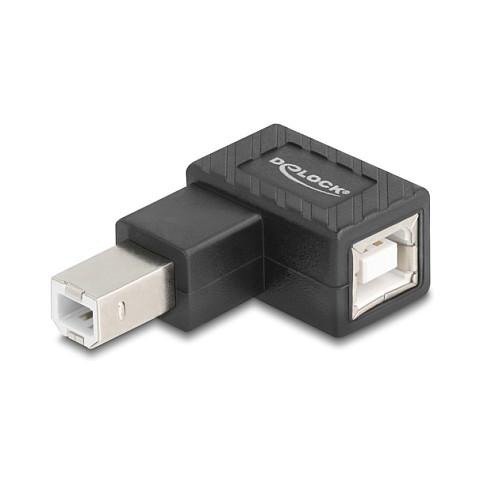 Adapter USB DeLOCK 67206 / USB-B mashkull në USB-B femër / 90° / USB 2.0 / 480 Mbps - Zezë