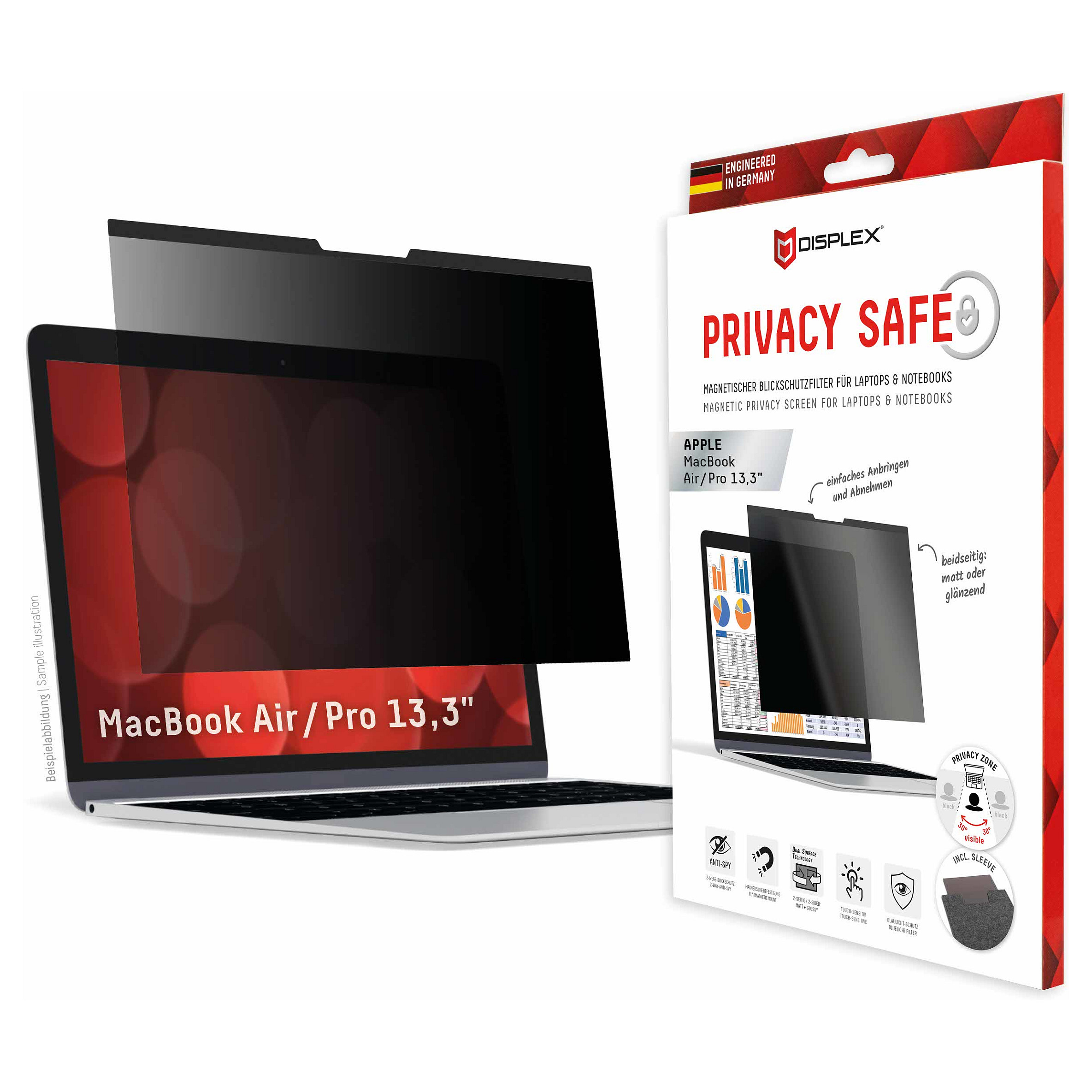 Filtër Privatësie DISPLEX Privacy Safe për Laptop 13.3” - Zezë
