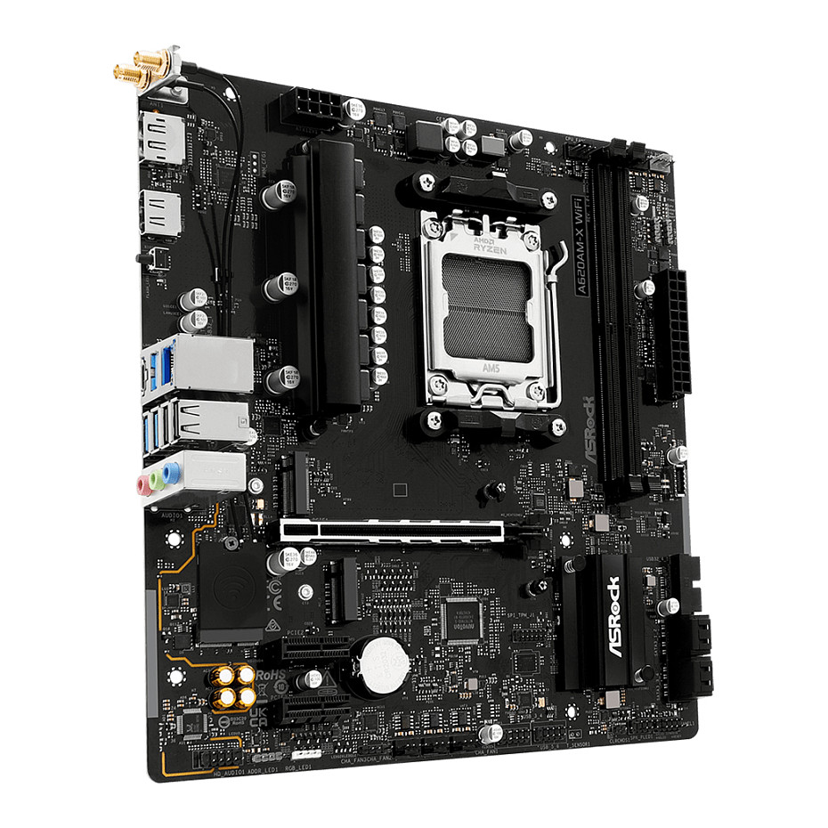 Pllakë Amë AMD AM5 ASRock A620AM‑X WiFi / mATX / DDR5 / HDMI+DP - 3