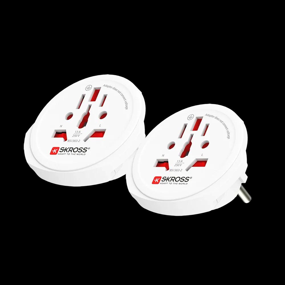 Adapter Universal SKROSS World to Europe, 2 copë, 100–250V, 16A, deri 4000W - Bardhë