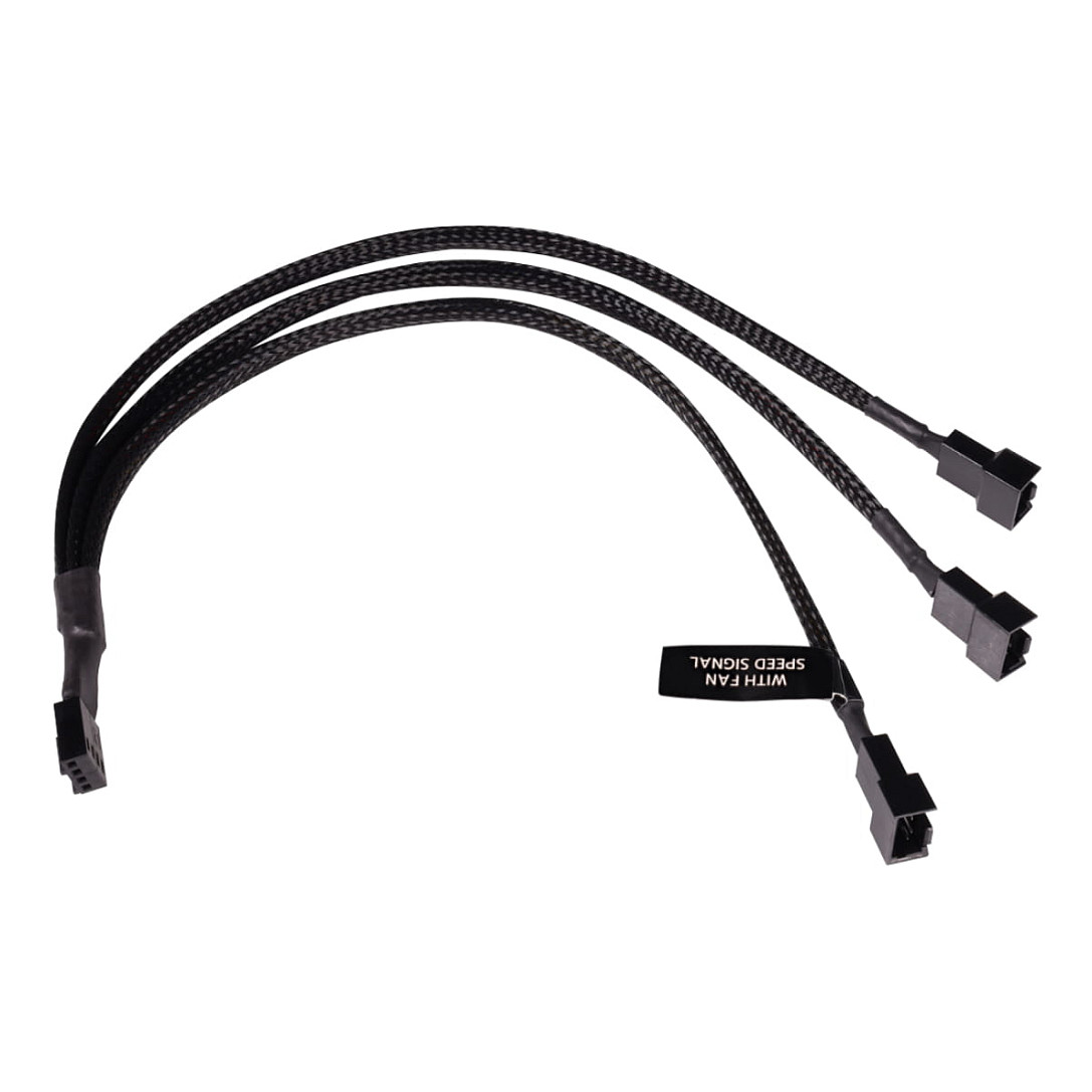 Kabllo Splitter PWM Alphacool / 4-Pin në 3×4-Pin / 30cm – Zezë