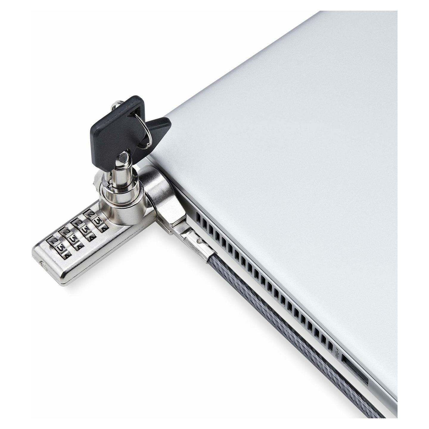 Brava Sigurie për Laptop StarTech.com DUALKA10-LAPTOP-LOCK, 10 Copë, Kabllo 2m, K-Slot, Kombinim + Çelës - Zezë, Argjend - 6