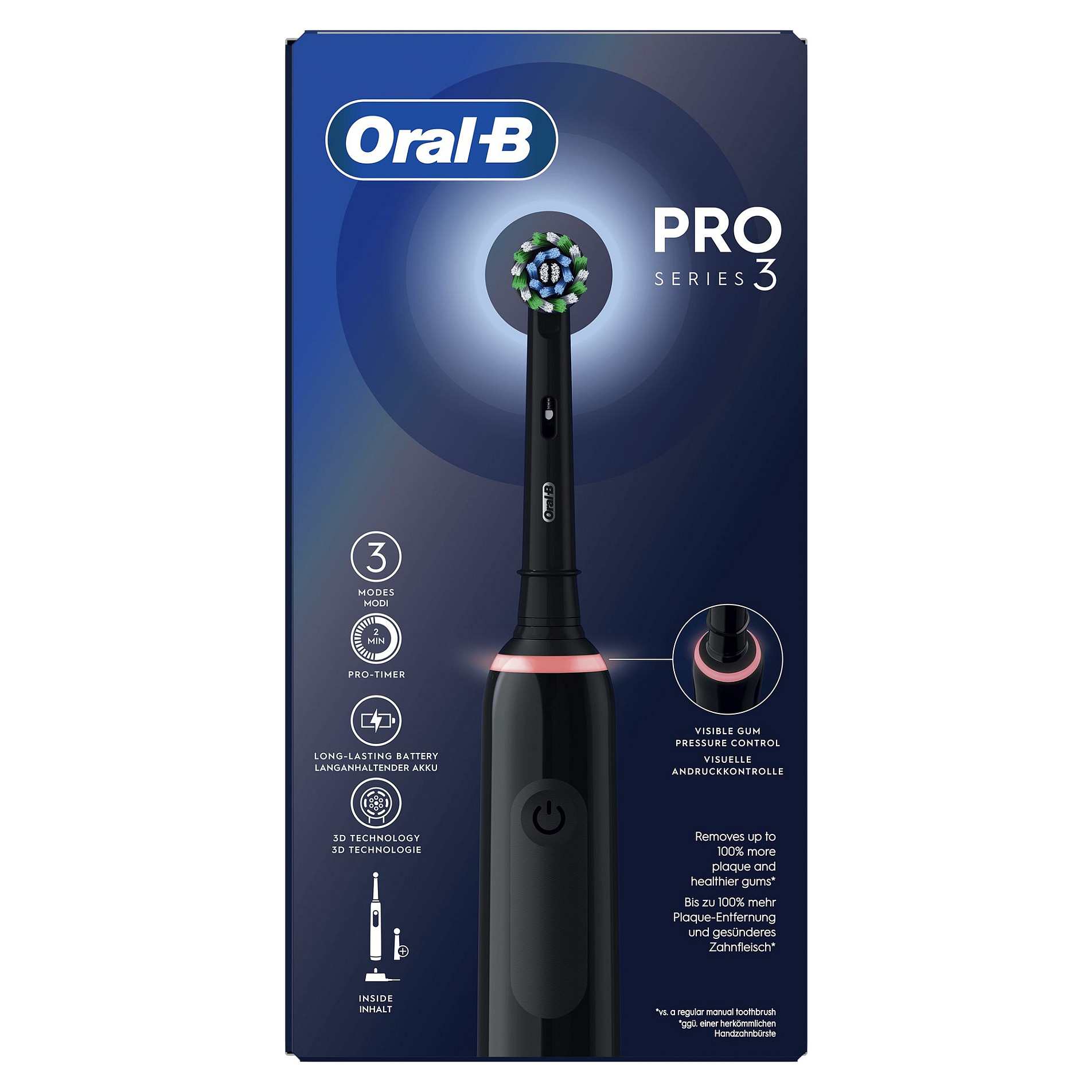 Furcë dhëmbësh elektrike Oral-B Pro 3 3000 / CrossAction - Zezë - 2