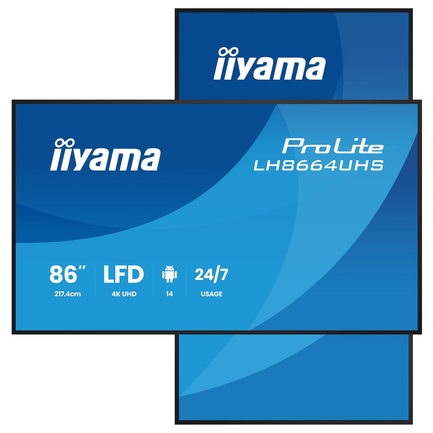 Digital Signage iiyama ProLite LH8664UHS-B3AG, 85.6", 4K UHD, IPS, 500cd/m², HDMI, USB-C - Zezë