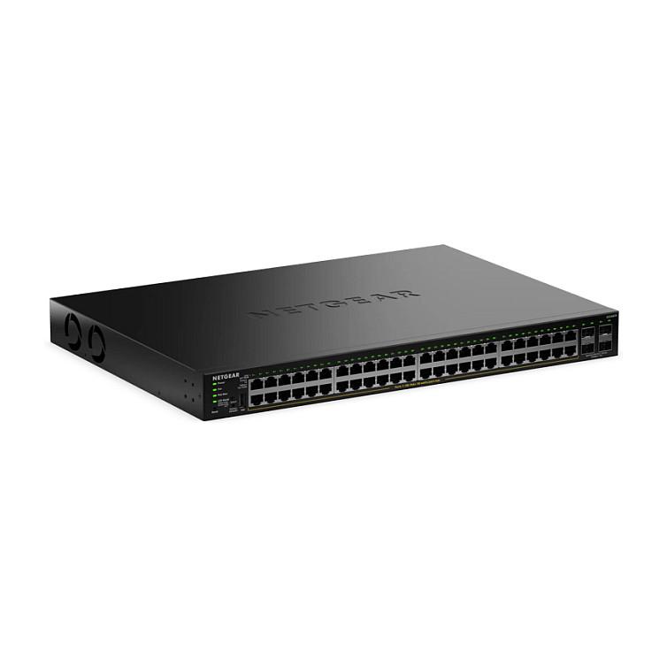 Switch NETGEAR GS348TPv2, 48x Gigabit Ethernet RJ45 PoE+, 4x Gigabit SFP, PoE 380W, 104Gbps, Layer 2/3 Lite, Rack 1U - Zezë - 1