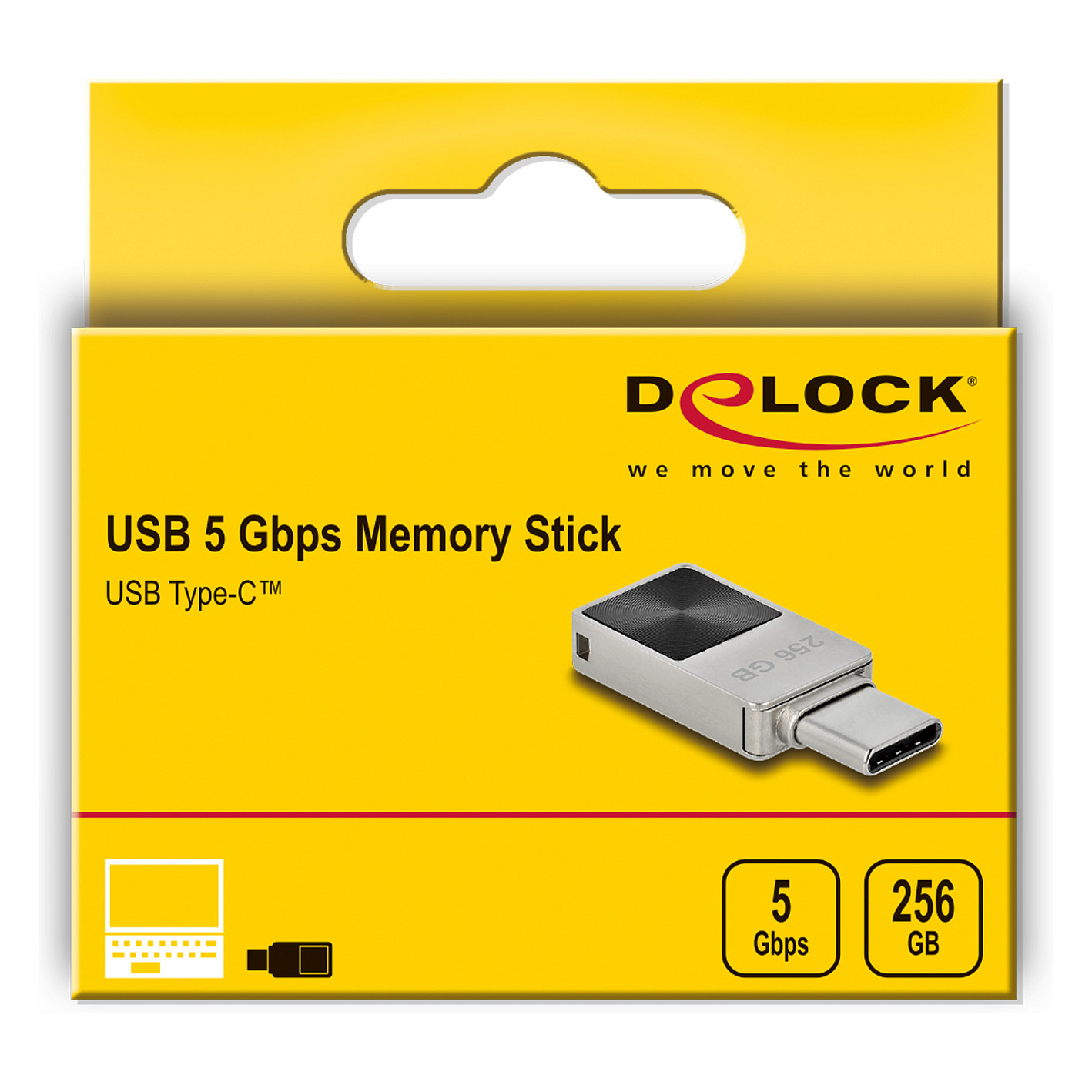USB Flash Drive DELOCK Mini 5 Gbps USB-C / 256GB – Zezë/Gri - 4