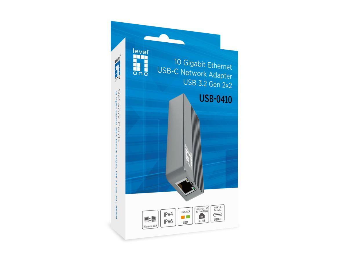 Adapter për Rrjet LevelOne USB-0410, USB-C 3.2 Gen 2x2, RJ45 10 Gigabit Ethernet, 10Gbps - Hiri - 4