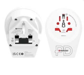 Adapter Udhëtimi SKROSS World to UK USB AC20PD / 1x USB-C PD 20W / 1x USB-A / Type G / 2 & 3-Pin / 100-250V / 16A / Universal – Bardhë - 2