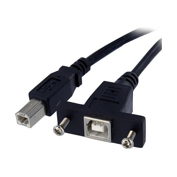Kabllo USB StarTech.com USBPNLBFBM3, USB-B mashkull në USB-B femër për montim në panel, 91,4 cm, USB 2.0, 480 Mbps - Zezë