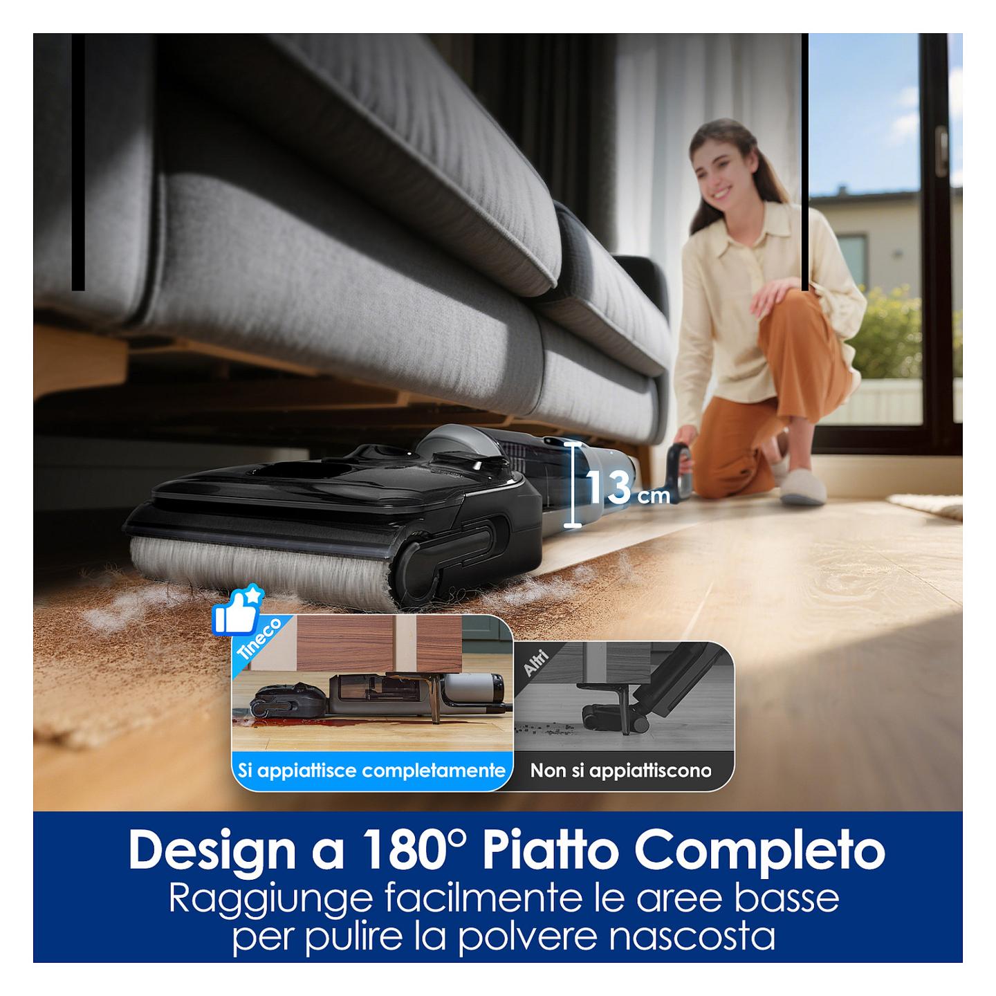 Fshesë me Vakum për dysheme Tineco FLOOR ONE i5 Stretch / 20.000Pa / 210W / 2500mAh / 180° Lay-Flat / Anti-Tangle / 0.8L / 0.72L / Eco & Max – Gri/Zezë - 6