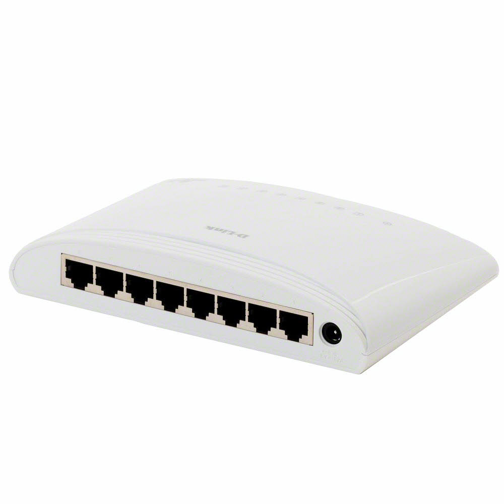 Switch D-Link DGS-1008D / 8-Port Gigabit / Unmanaged / Desktop / 16Gbps / Green Ethernet - Bardhë