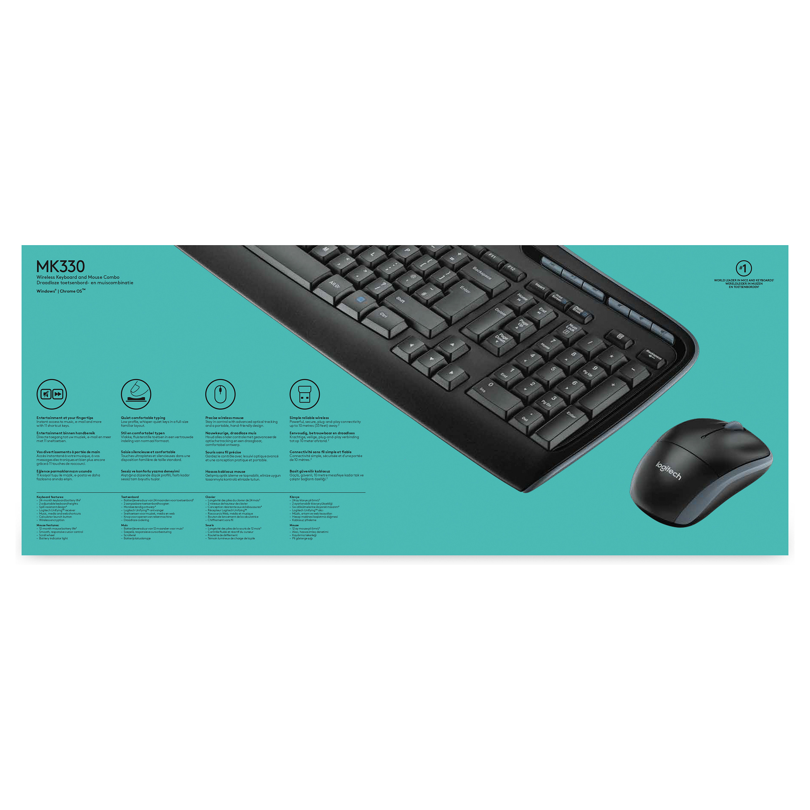 Set Tastierë dhe Maus Logitech Desktop MK330 Wireless Black - US Layout - 6