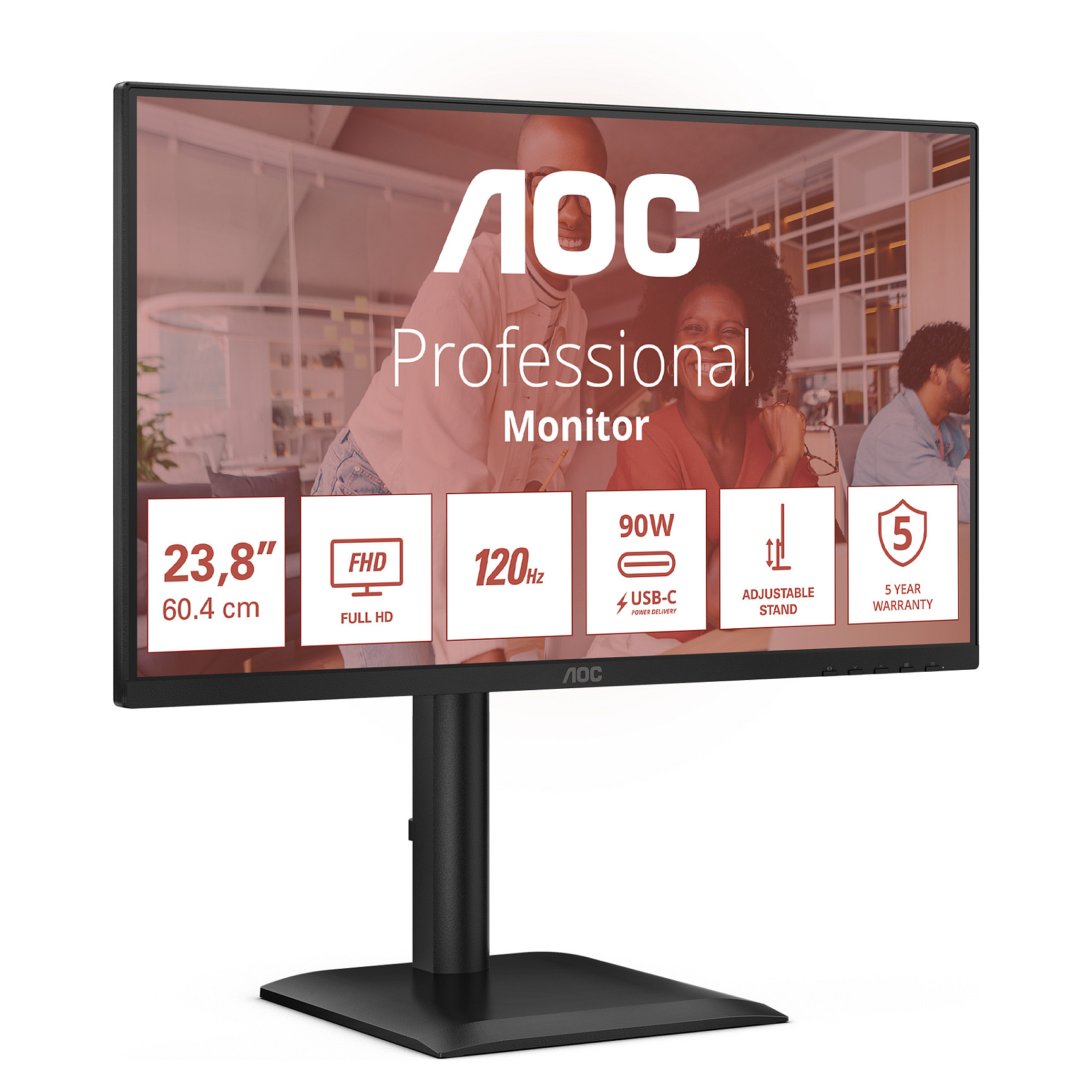 Monitor AOC 24E4CV  / 23.8" / Full HD IPS LED / 120 Hz / 4ms / USB + USB-C + HDMI + DP - Zezë - 24