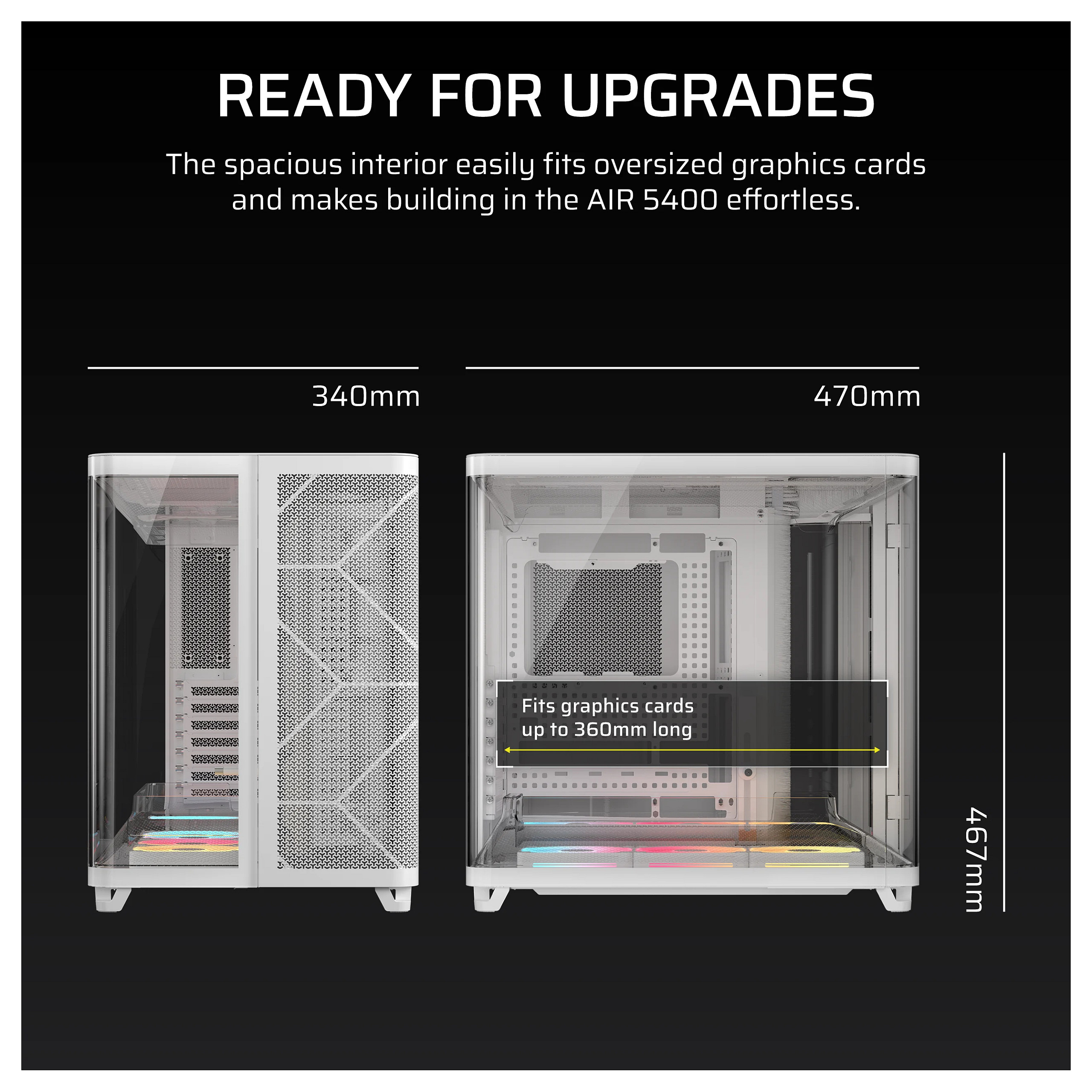 Kasë PC Corsair AIR 5400 LX-R RGB iCUE LINK / Midi Tower / E-ATX + ATX / 3x 120mm LX-R RGB Fan / Tempered Glass - Bardhë - 11