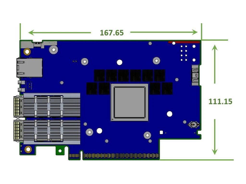 Karta të Rrjetit NVIDIA BlueField-3 B3220L E-Series, PCI Express 5.0 x16, 2x 200 Gigabit QSFP112, 200GbE/NDR200, 16GB DDR, 8-Core Arm, FHHL