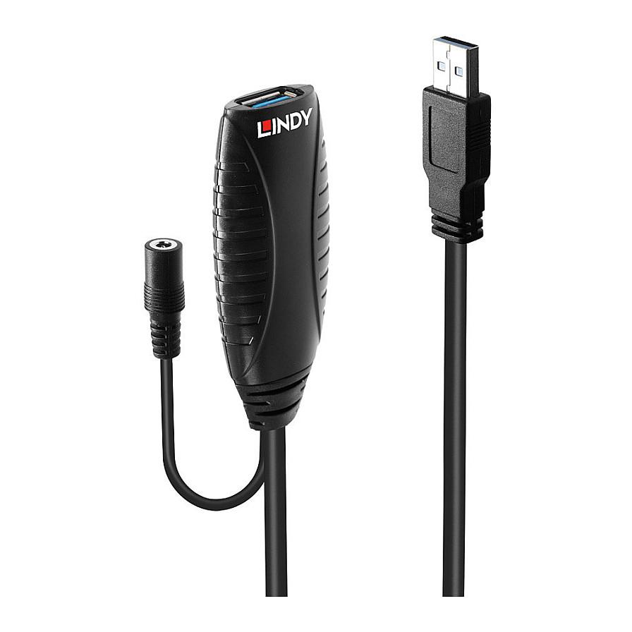 Kabllo USB LINDY 43156, USB 3.0, USB-A Mashkull në USB-A Femër, 5Gbps, 10m, Zgjatuese Aktive - Zezë