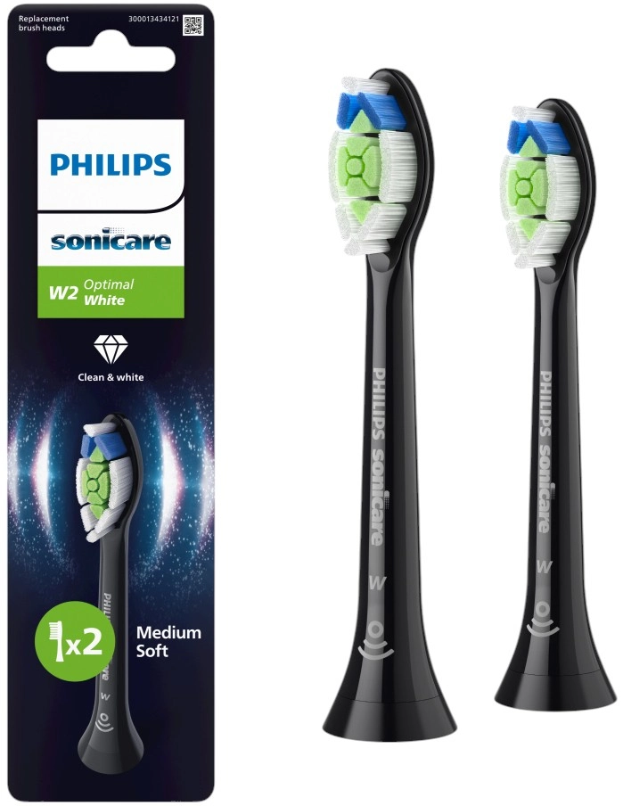 Koka zëvendësuese për furçë dhëmbësh elektrike Philips Sonicare Optimal White HX6062/88 / BrushSync / Click-on / 3 Muaj / 2 Copë - Zezë