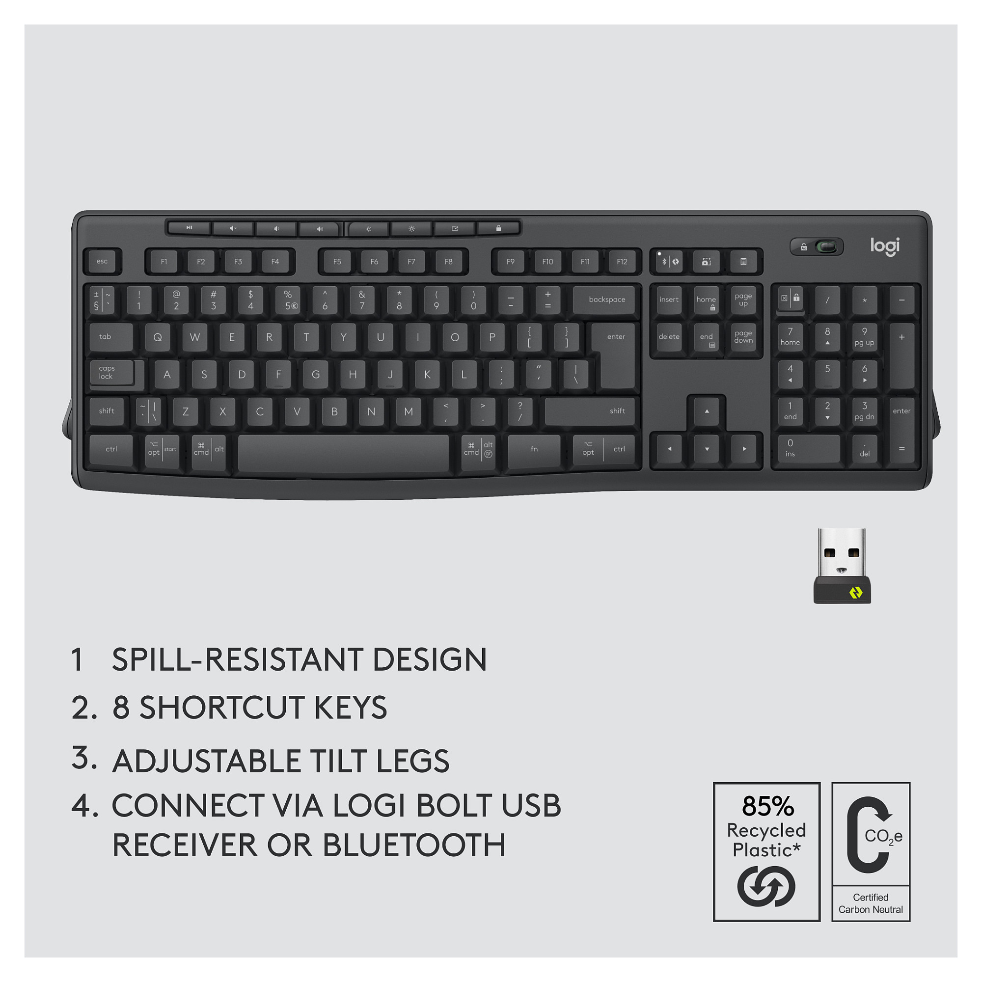 Combo (Tastierë&Maus) Logitech MK370 Wireless Combo for Business / Wireless / Logi Bolt + Bluetooth / 112 Taste / 1000 DPI / Silent Touch / NLB – Zezë - 6