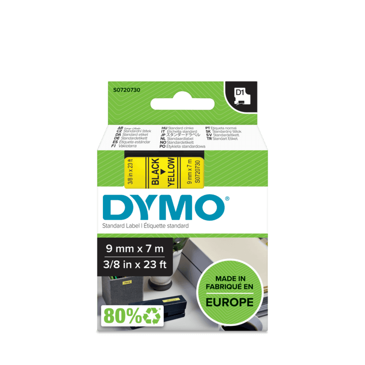 Shirit për Printer 3D Dymo Colour Ribbon 40918 / S0720730 - Zezë mbi Verdhë - 1