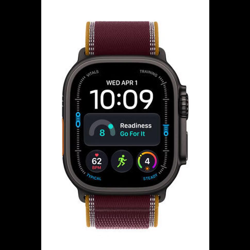 Apple Watch Ultra 4, 49mm, GPS + Cellular, Black Titanium, Burgundy Trail Loop - S/M - 2