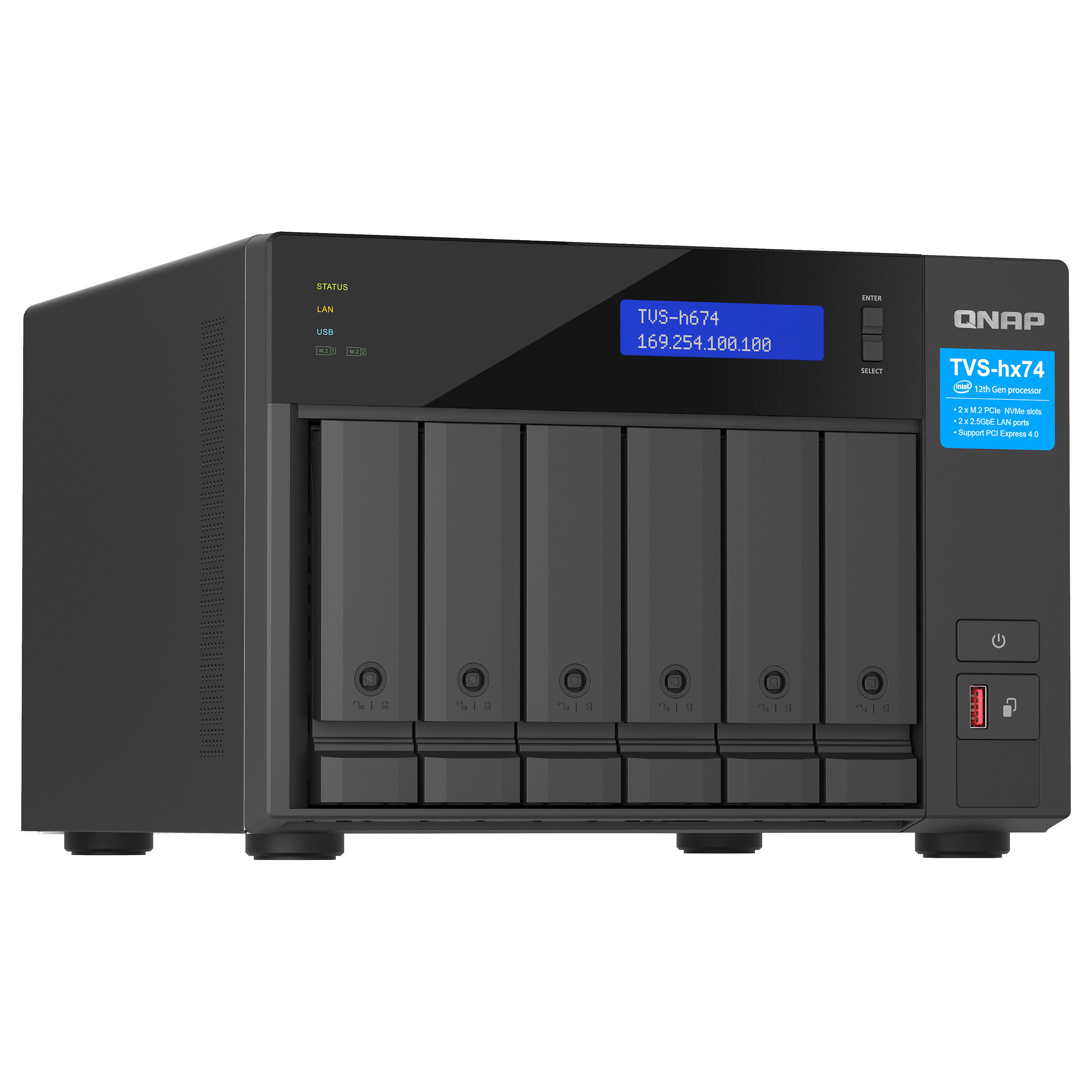 NAS QNAP TVS‑H474‑PT‑8G 4‑Bay QuTS hero / Intel Pentium Gold G7400 (up to 3.7GHz) / 8GB - 4