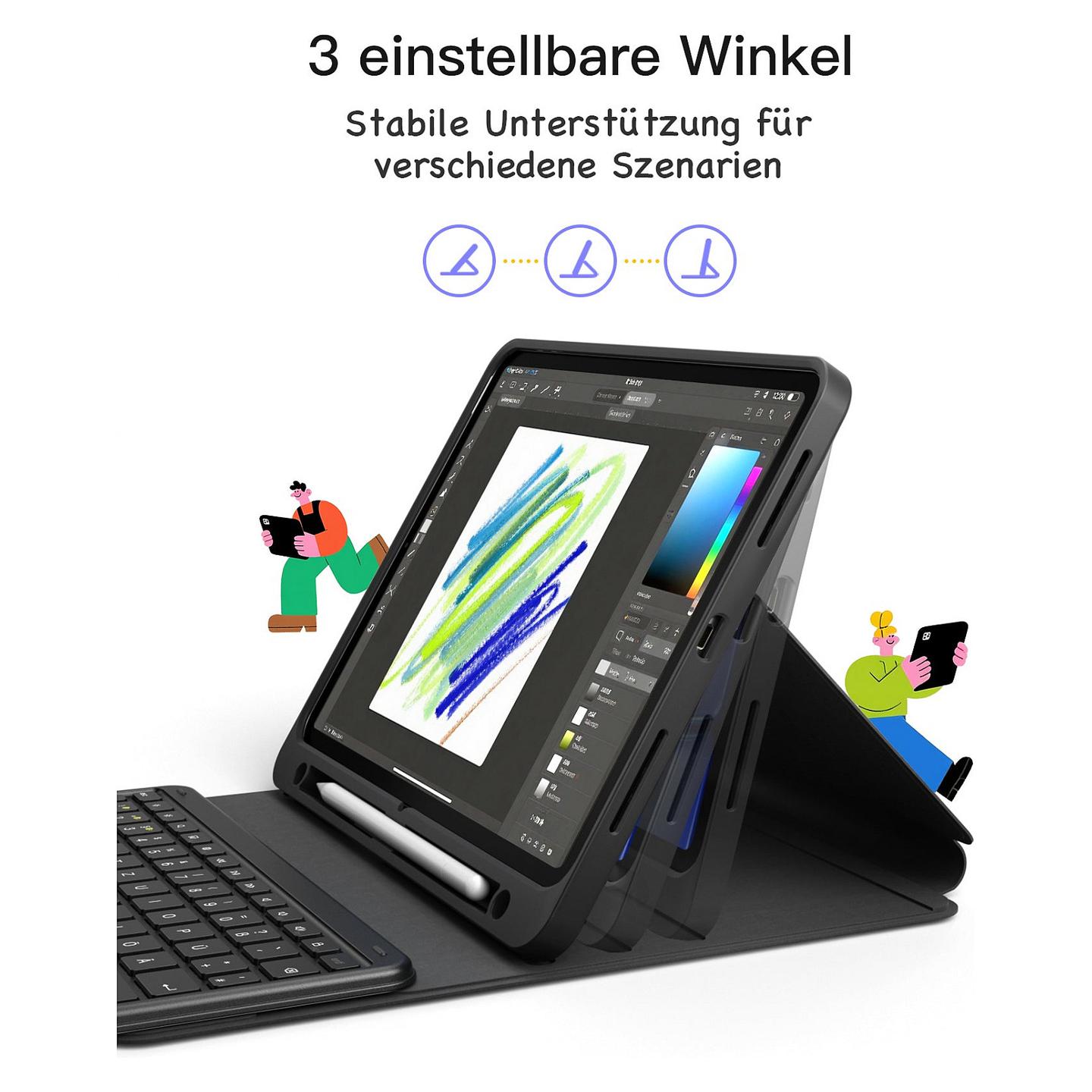inateck KB002 Black Bluetooth-Tastatur-Hülle für iPad 11 - 4