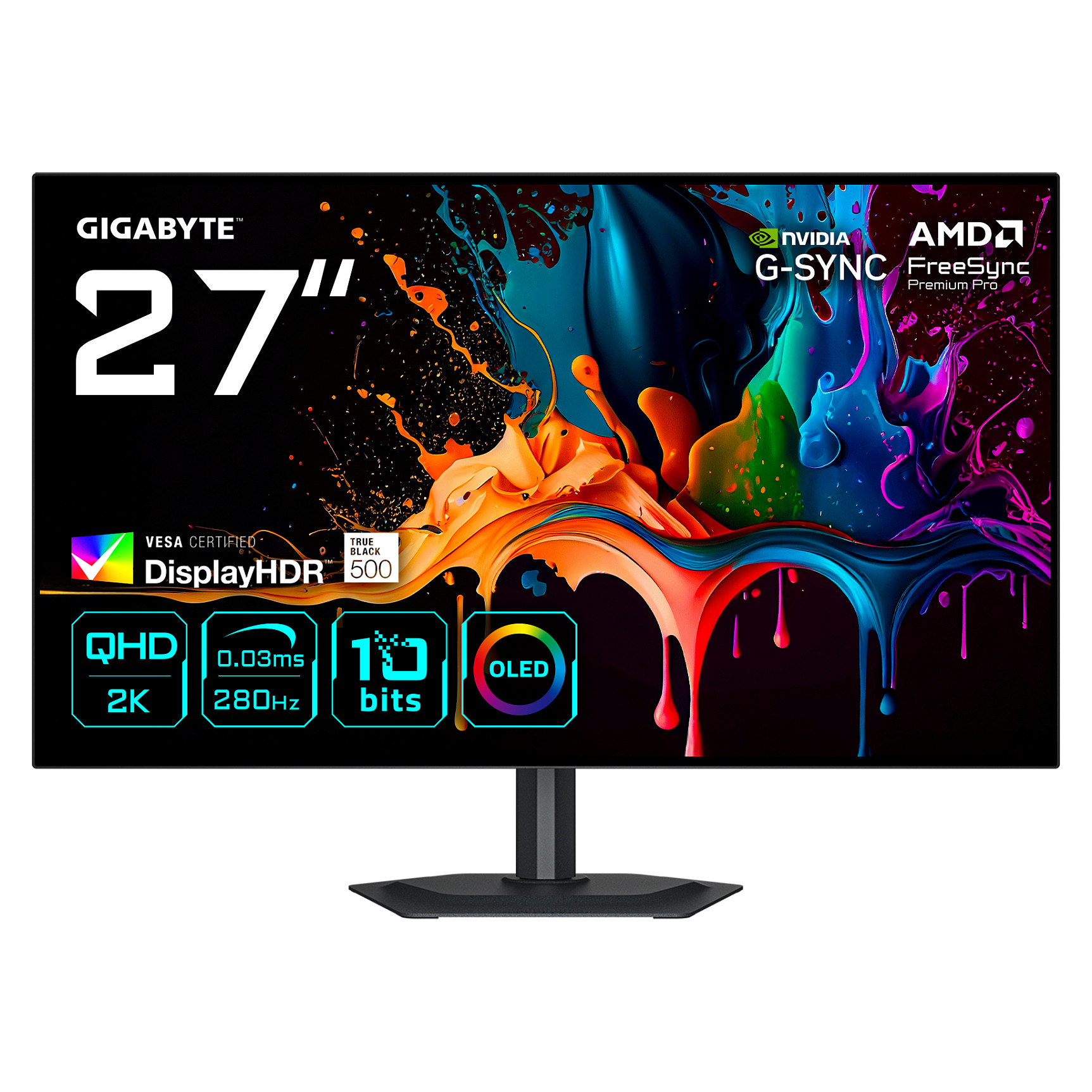 Monitor Gaming Gigabyte MO27Q28G / 27" / QHD WOLED / 280Hz / 0.03ms / HDMI+DisplayPort+USB-C - Zezë