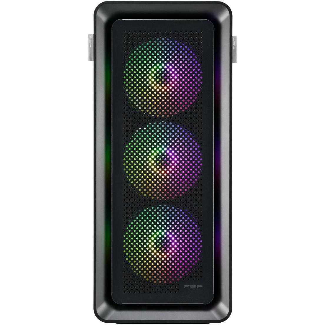Kasë FSP CUT593P / ATX Mid-Tower / 3x140mm ARGB (Para) + 1x140mm ARGB (Prapa) / USB 3.0 + USB Type-C / 2 Panele Xhami të Temperuar – Zezë - 3