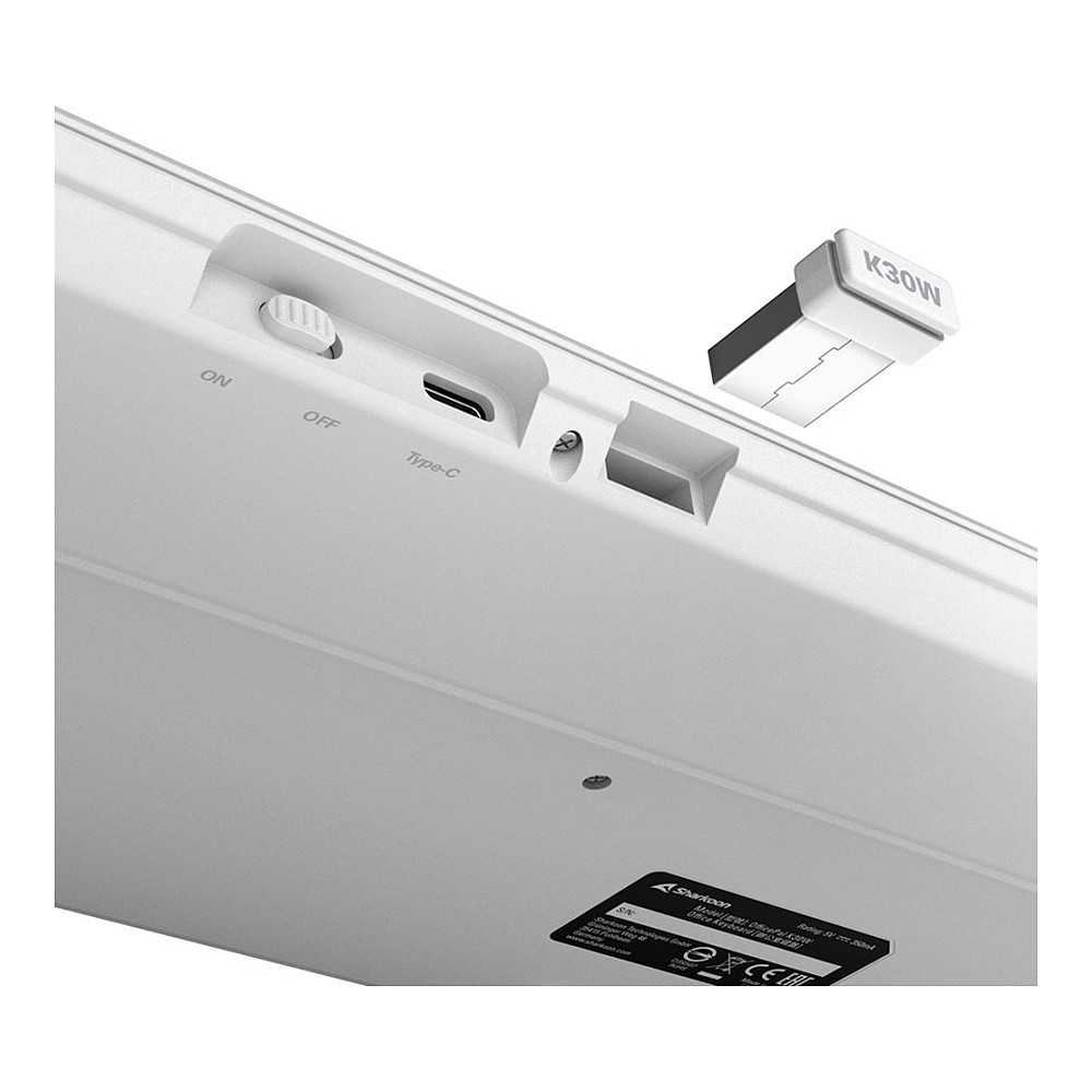 Tastierë Pa kabllo Sharkoon OfficePal K30W / QWERTZ – Bardhë - 7