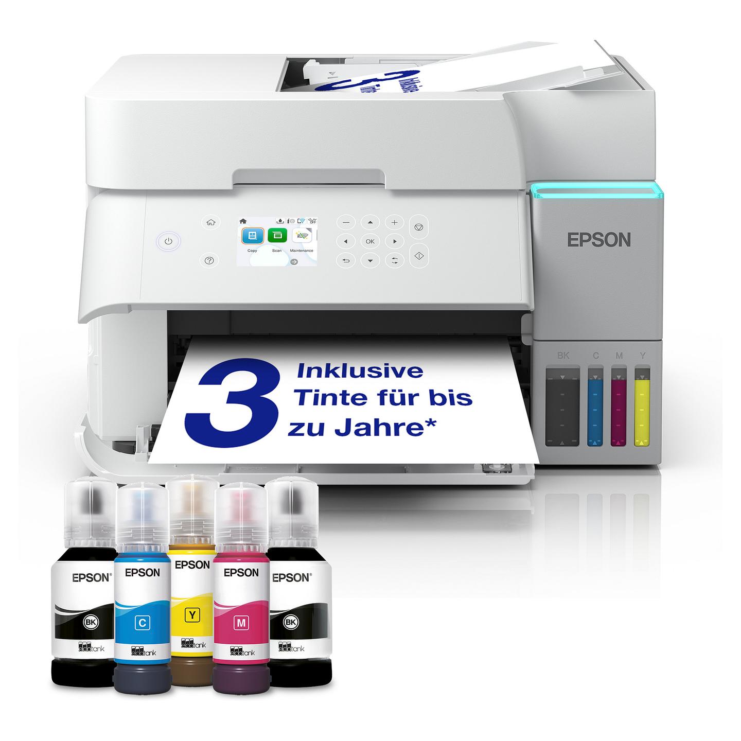 Printer Multifunksional Epson EcoTank ET-3956, A4, Inkjet, Wi-Fi, Printim, Skanim, Kopjim - Bardhë