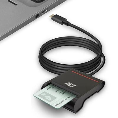 Lexues Kartelash Inteligjente ACT AC6020, USB-C, USB 2.0, Smart Card/eID, ISO 7816, 480 Mbps, Kabllo 1 m – Zezë - 2
