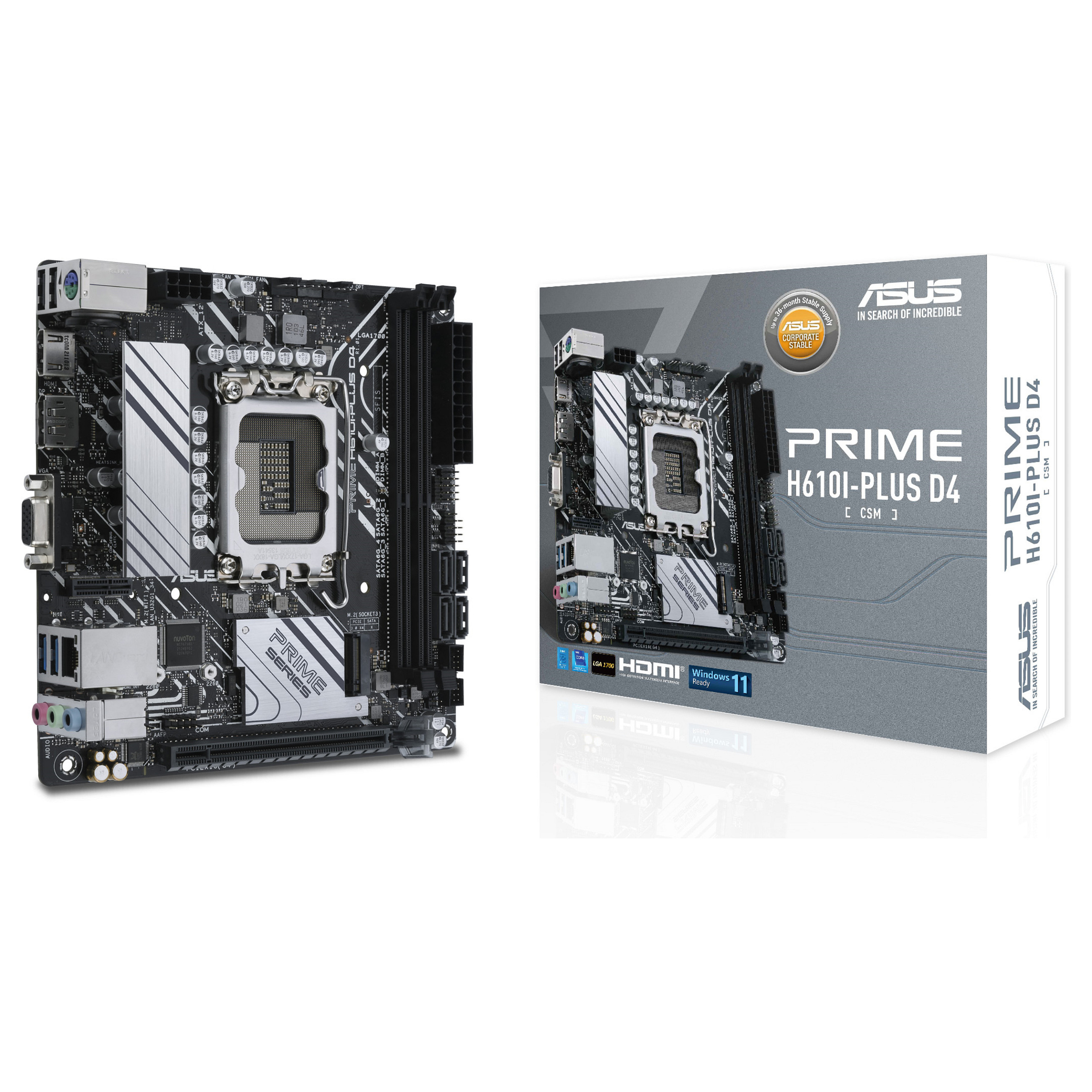 Pllakë Amë MB Intel ASUS PRIME H610I-PLUS D4-CSM / LGA 1700 / DDR4 / HDMI+DP+VGA / mITX - 1