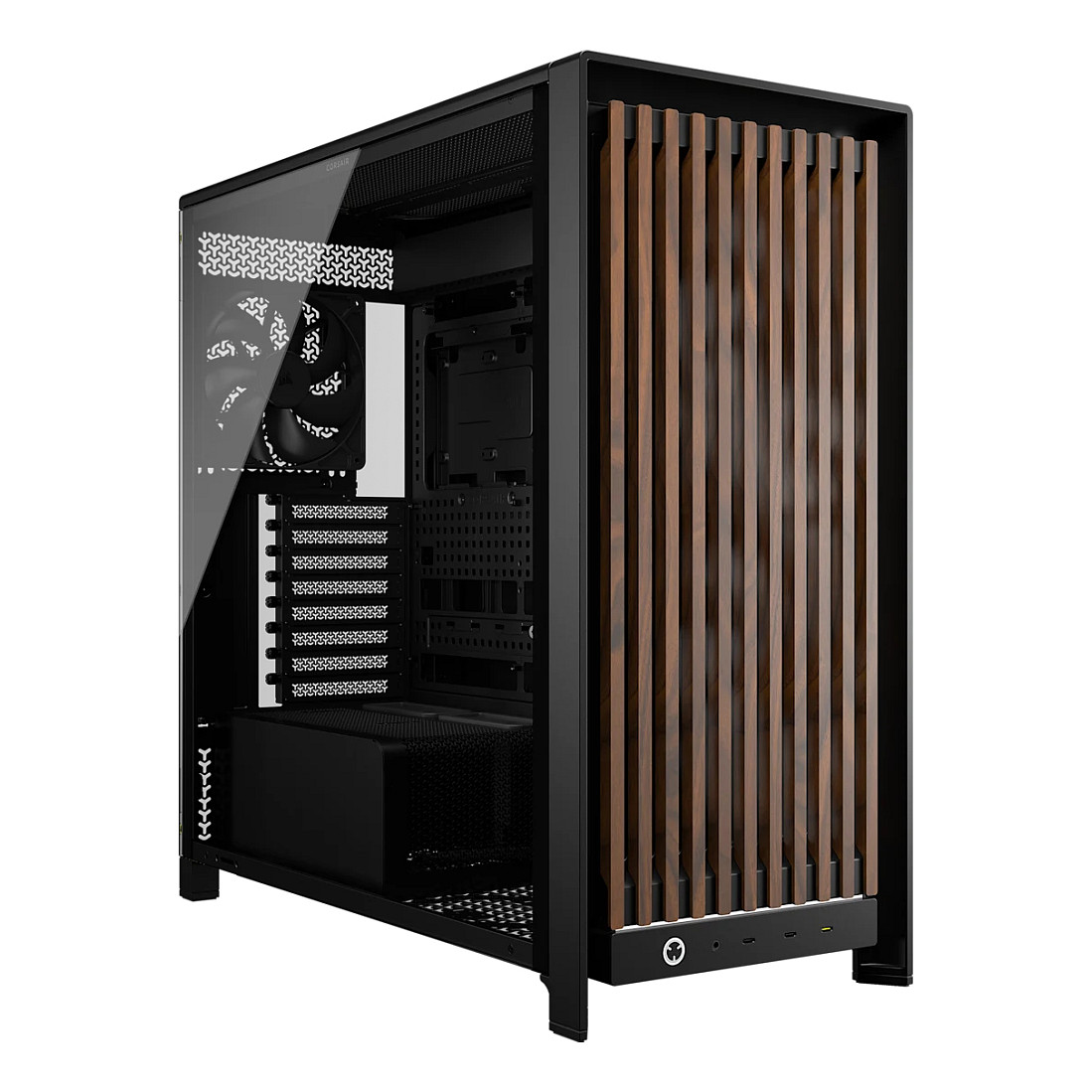 Kasë PC Corsair FRAME 5000D WOOD RS / Mid Tower / E-ATX / 2x 200mm + 1x 140mm Fan / Tempered Glass / Wood / 420mm Radiator - Zezë