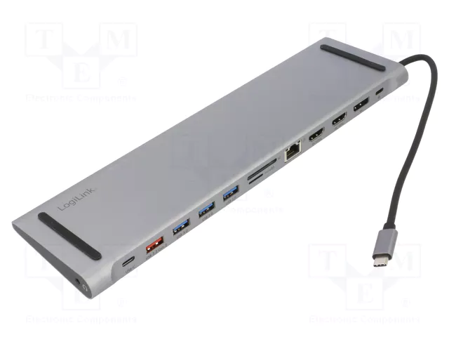 Docking Station LogiLink UA0411 / USB-C / USB 3.2 Gen 2 / 12-Port / 3x USB-A 3.0 / USB-C 10Gbps / 2x HDMI / DisplayPort / RJ45 Gigabit / SD/microSD / PD 100W - Argjend
