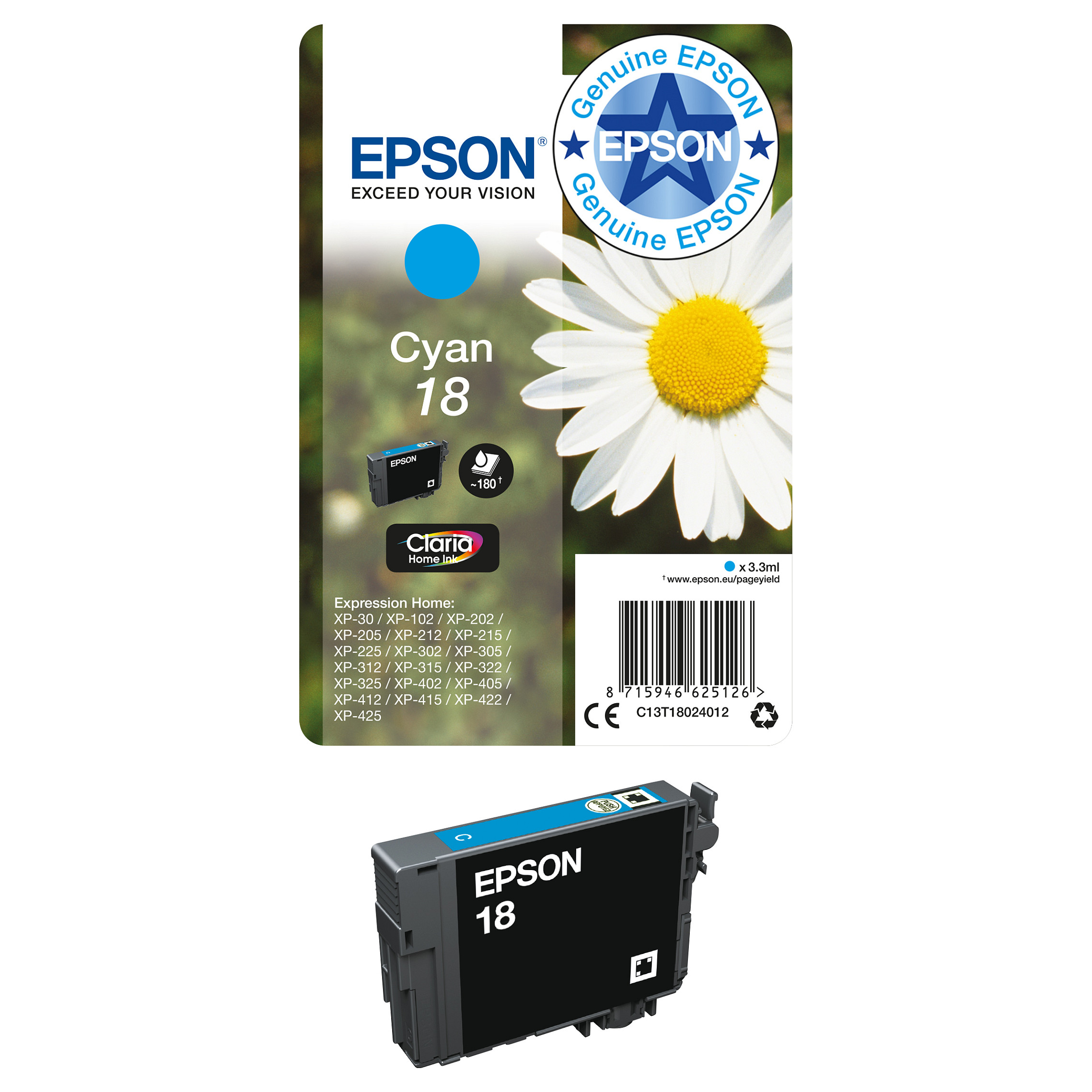 INK Epson 18 C13T18064012 / up to 175 pages – Multipack 4 copë (Zezë, Blu, Rozë, Verdhë) - 4