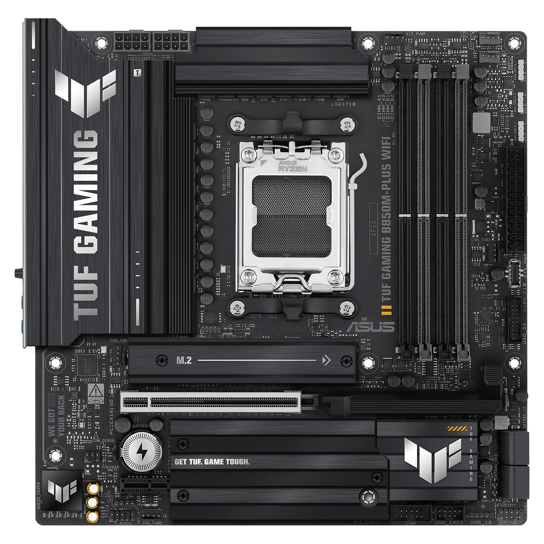 Pllakë Amë ASUS TUF GAMING B850M-PLUS WIFI / AMD AM5 / B850 / DDR5 / Micro ATX / Wi-Fi 6E / 2.5GbE LAN - 3