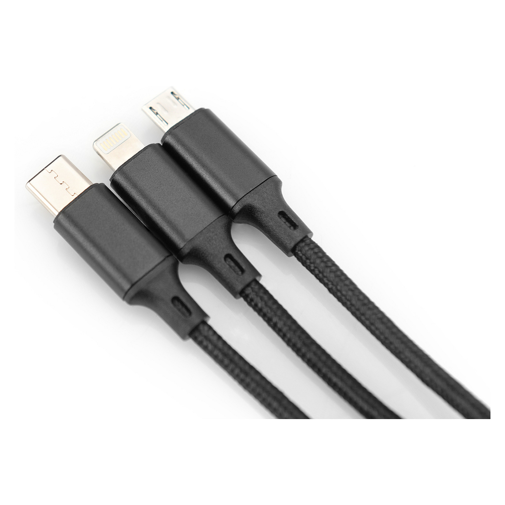 Kabllo DIGITUS LAK 3‑in‑1 USB‑A + Lightning + MicroUSB në USB‑C / 1m - Zezë - 4