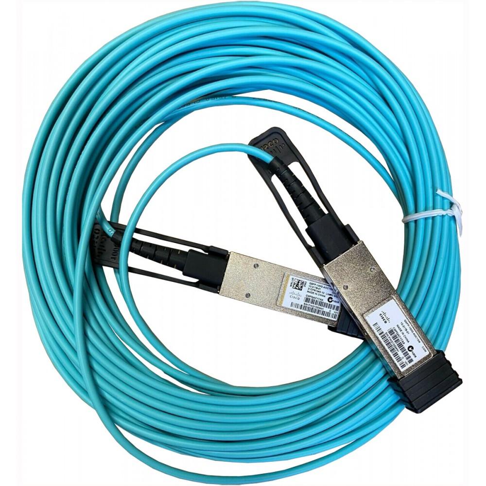 Kabllo Fibër Optike Cisco QSFP-100G-AOC15M=, QSFP28–QSFP28, 100 Gbps, 15 m - Zezë/Teal