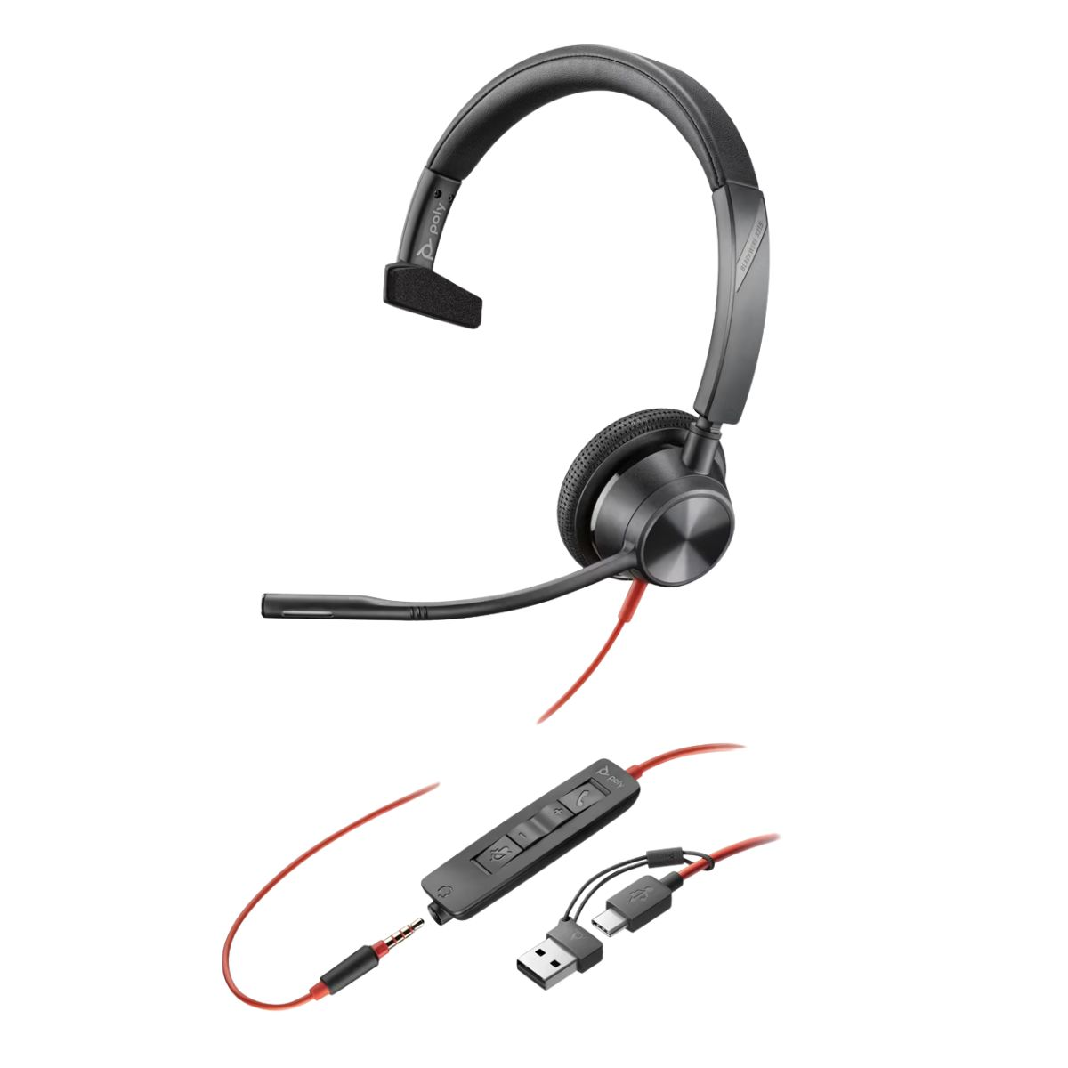 Kufje me kabllo Poly Headset Blackwire 3315 – Zezë - 1