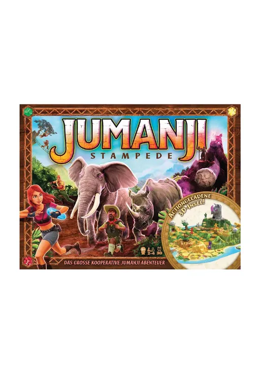 Lodra Spin Master Jumanji Stampede – 3D Cooperative Board Game / 2–4 Players / 5 Magic Crystals / 6 Jungle Dangers - Mix