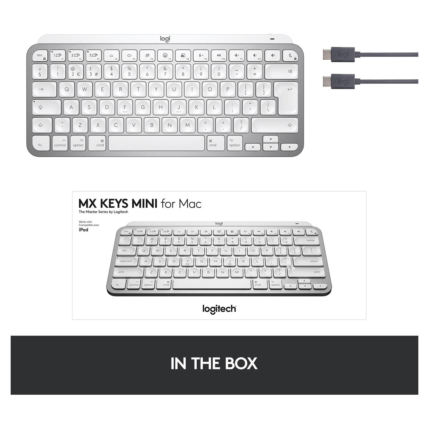 Tastierë pa kabllo Logitech MX Keys Mini for Mac / Bluetooth / AZERTY (FR) / Mini / Smart Illumination / 79 Taste / Scissor – Gri e çelët - 13