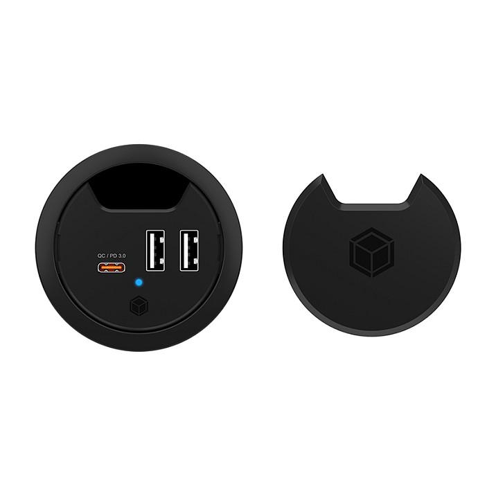 Karikues USB për Tavolinë ICY BOX IB-HUB1407, USB-C PD 27W, 2x USB-A, 30W - Zezë - 4
