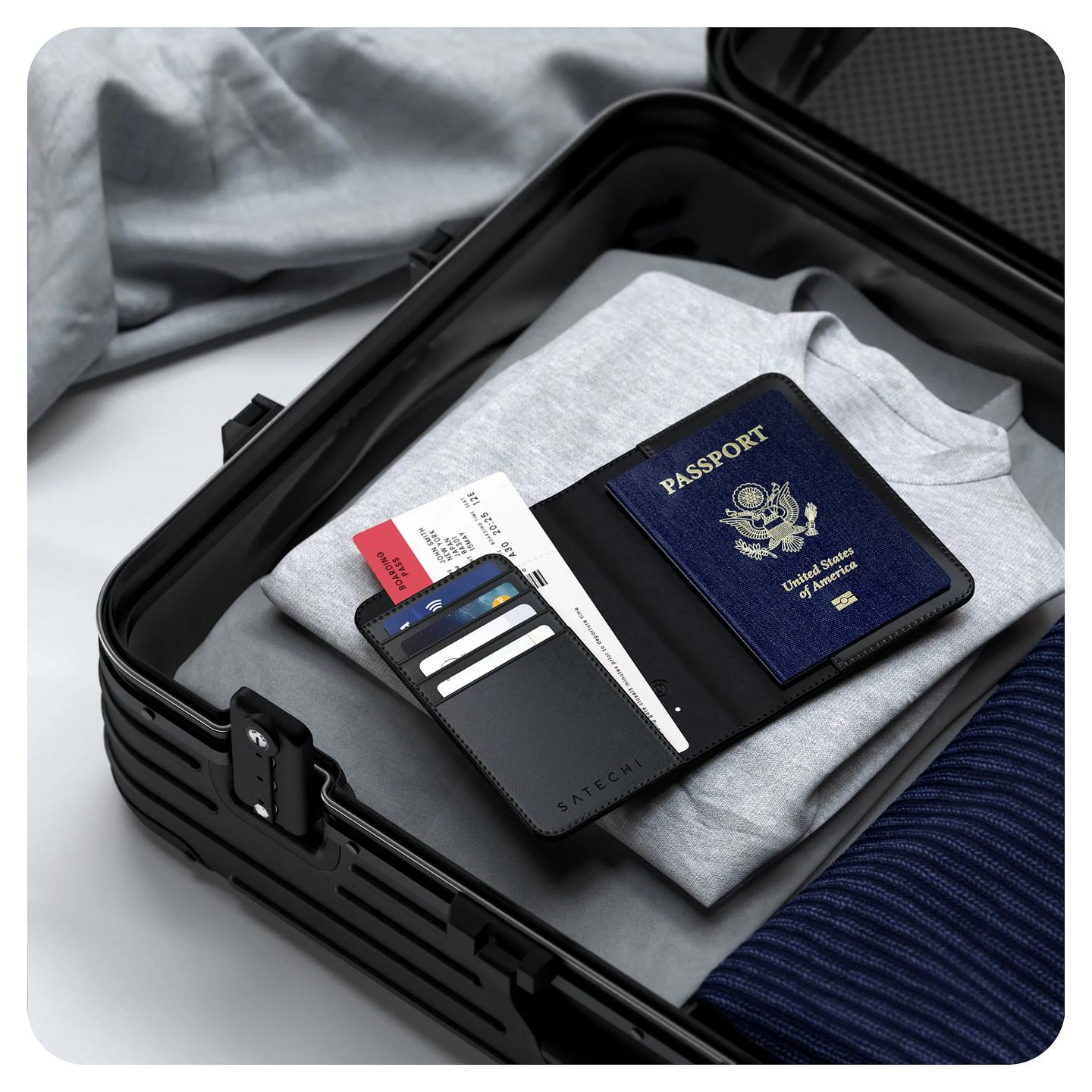 Mbajtëse Pasaporte Satechi ST-VPCK / Find My / RFID / Bluetooth 5.2 - Zezë - 5