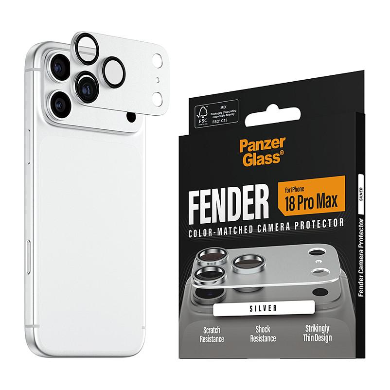 Mbrojtës për Kamera PanzerGlass Fender, për iPhone 18 Pro Max, Xham i Temperuar, Kornizë Alumini - Argjend - 6