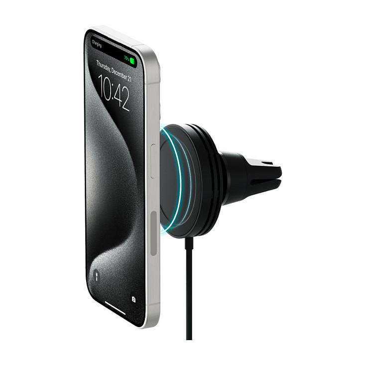 Adapter Telefoni për Veturë iOttie Velox Mini / Qi2 / 15 W / Montim në Ventilim / Magnetik – Zezë