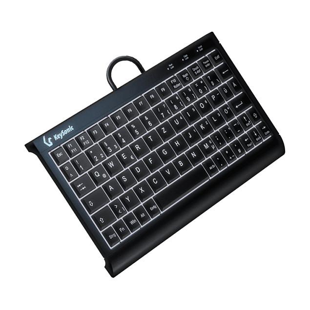 Tastierë me kabllo KeySonic KSK-3011ELC / USB 2.0 / Super-Mini / QWERTZ / German / 78 Çelësa / LED - Zezë