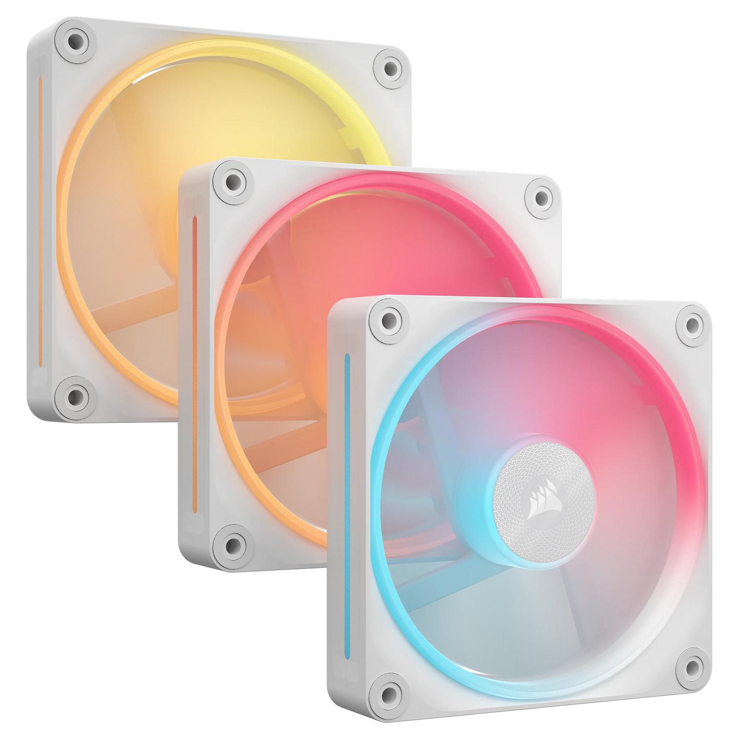 Ftohës për Kasë CORSAIR iCUE LINK LX120-R RGB / 120mm / Reverse / PWM / 2400 RPM / 66.7 CFM / 4.72 mmH₂O / 18 LED / 3-Pack – Bardhë