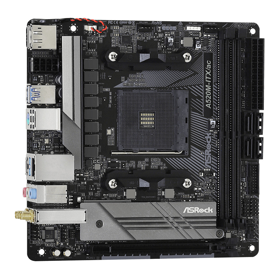 Pllakë Amë AMD AM4 ASROCK A520M-ITX/AC / DDR4 / HDMI - 4