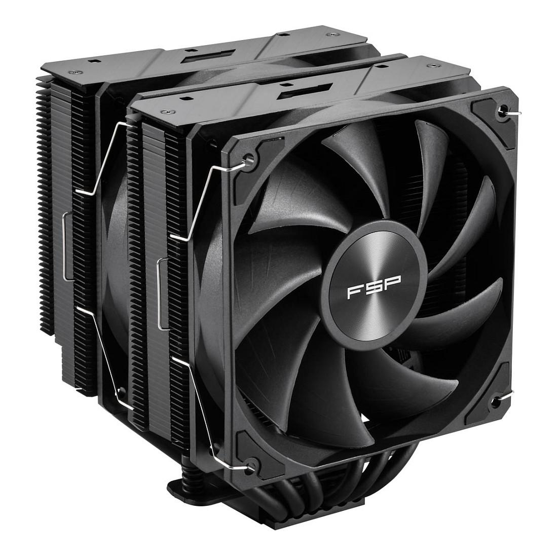 Ftohës për Procesor FSP MP7-B / 2x120mm / 6 Heat Pipes / 800-1800 RPM / FDB / 153mm - Zezë