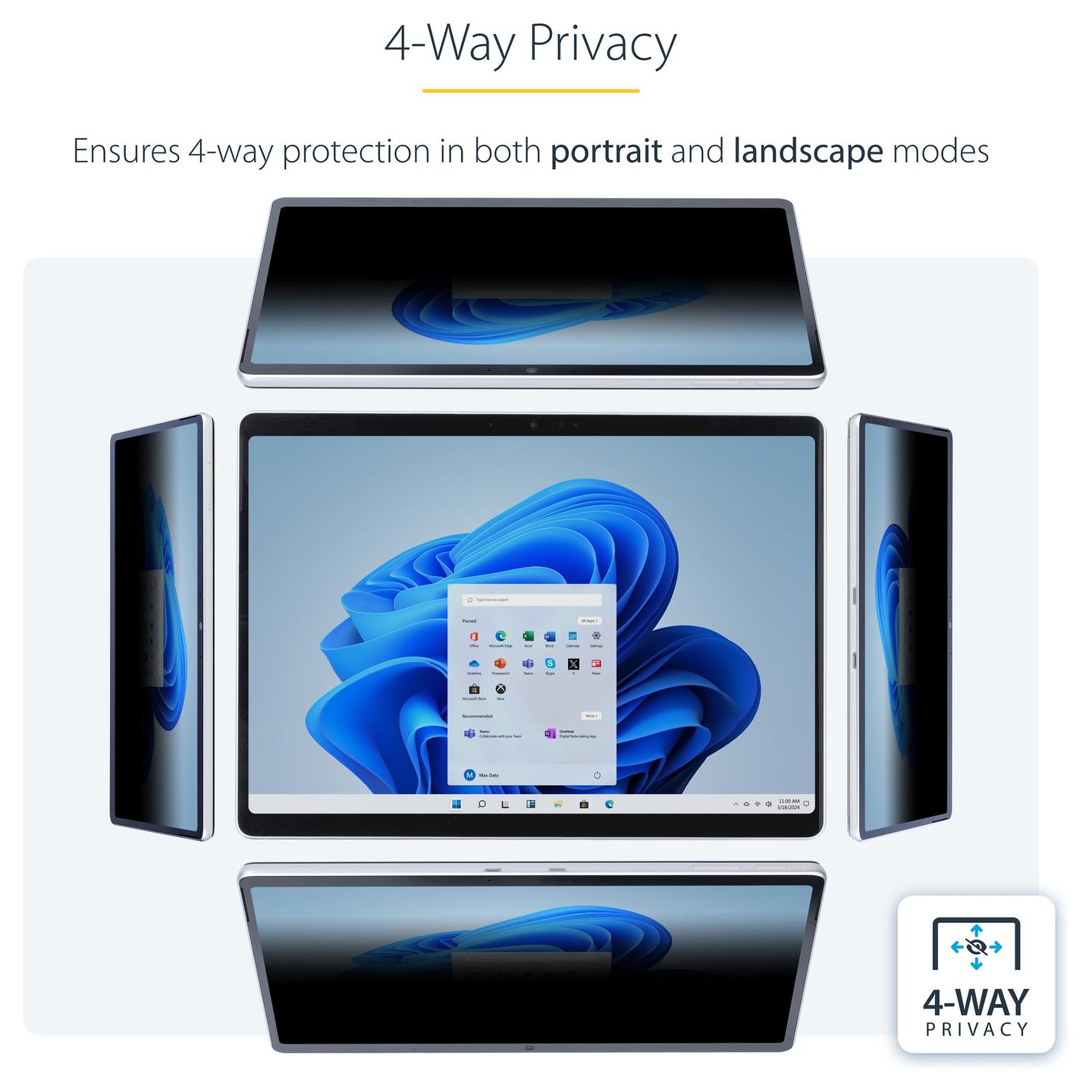 Filtër Privatësie StarTech.com 13SP-PRIVACY-SCREEN, 13 inç, 4-Way, me Prekje, për Microsoft Surface Pro 8/9/X/11 – Zezë - 9